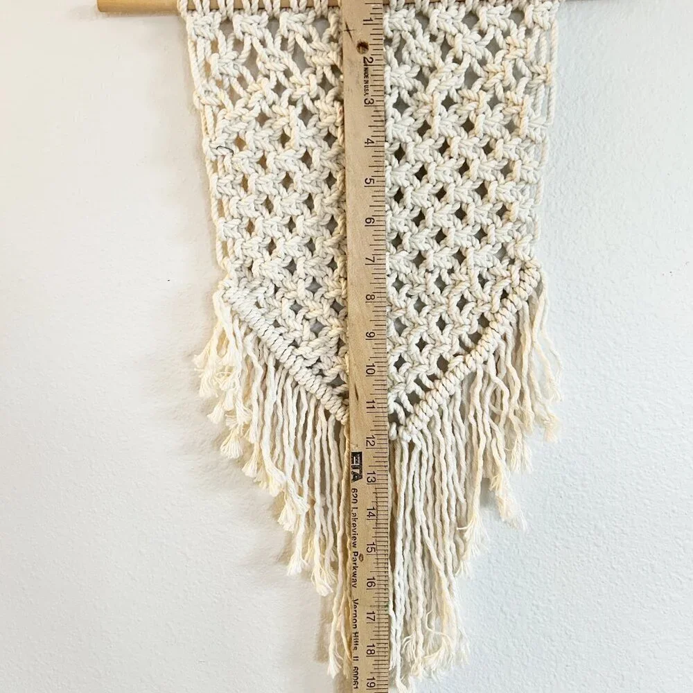 Macrame Wall Hanging Handmade Boho Wood Dowel Tapestry Woven Art Fringe